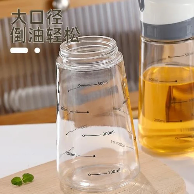600ml Oil Control Pot Household Automatic quantitative Oil Bottle Oil Control Kitchen Glass Leakproof with Graduated Oil jug - Image 4