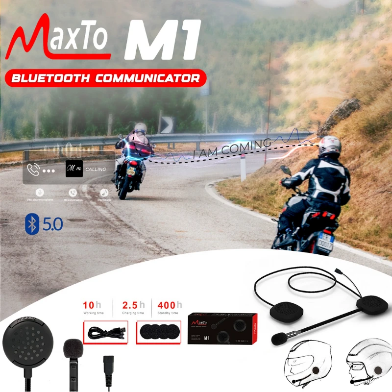 MAXTO M1 Helmet Bluetooth with 1 year Warranty | Inside Helmet Bluetooth | Anti-interference Headset For Motorcycle Helmet