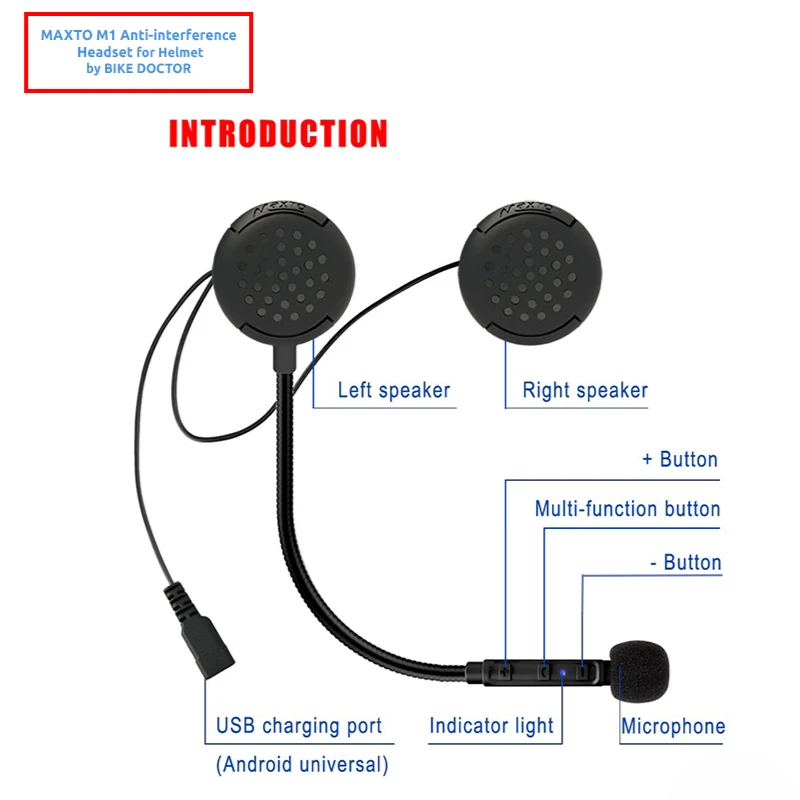 MAXTO M1 Helmet Bluetooth with 1 year Warranty | Inside Helmet Bluetooth | Anti-interference Headset For Motorcycle Helmet - Image 3