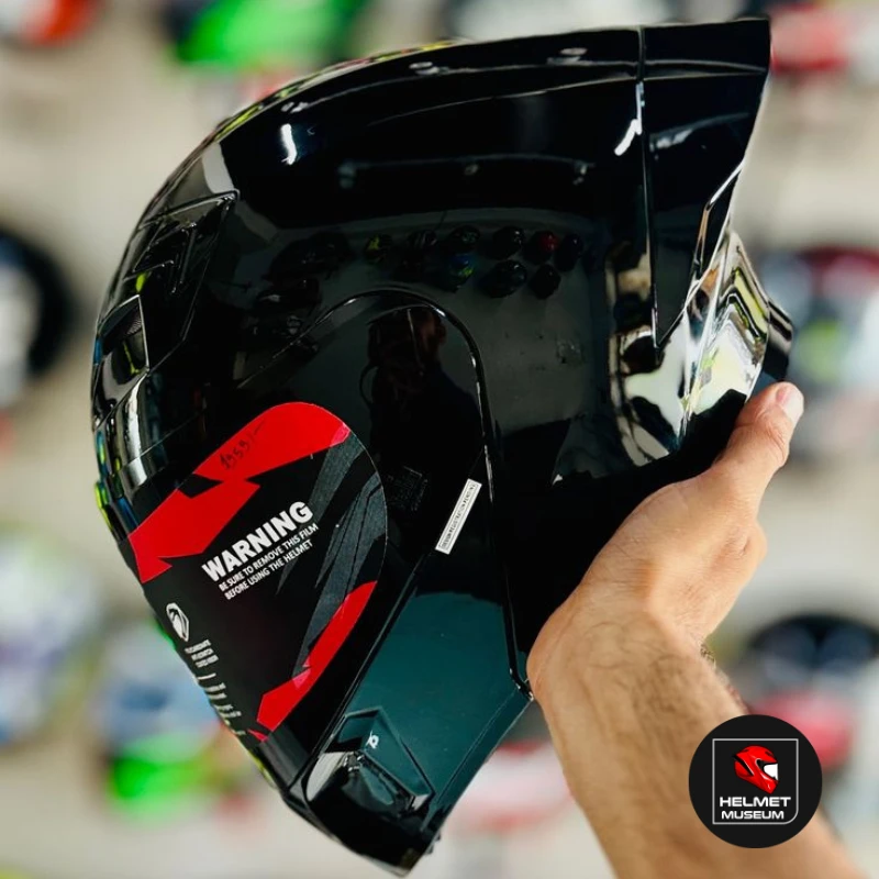 𝐒𝐭𝐞𝐞𝐥𝐛𝐢𝐫𝐝 𝐀𝐢𝐫 𝐒𝐁𝐀-𝟐𝟎 𝐌𝐨𝐝𝐮𝐥𝐚𝐫 𝐅𝐮𝐥𝐥 𝐅𝐚𝐜𝐞 𝐇𝐞𝐥𝐦𝐞𝐭– Glossy Black, ISI Certified Dual Visor with Inner Sunshield & Free Clear Visor - Image 3