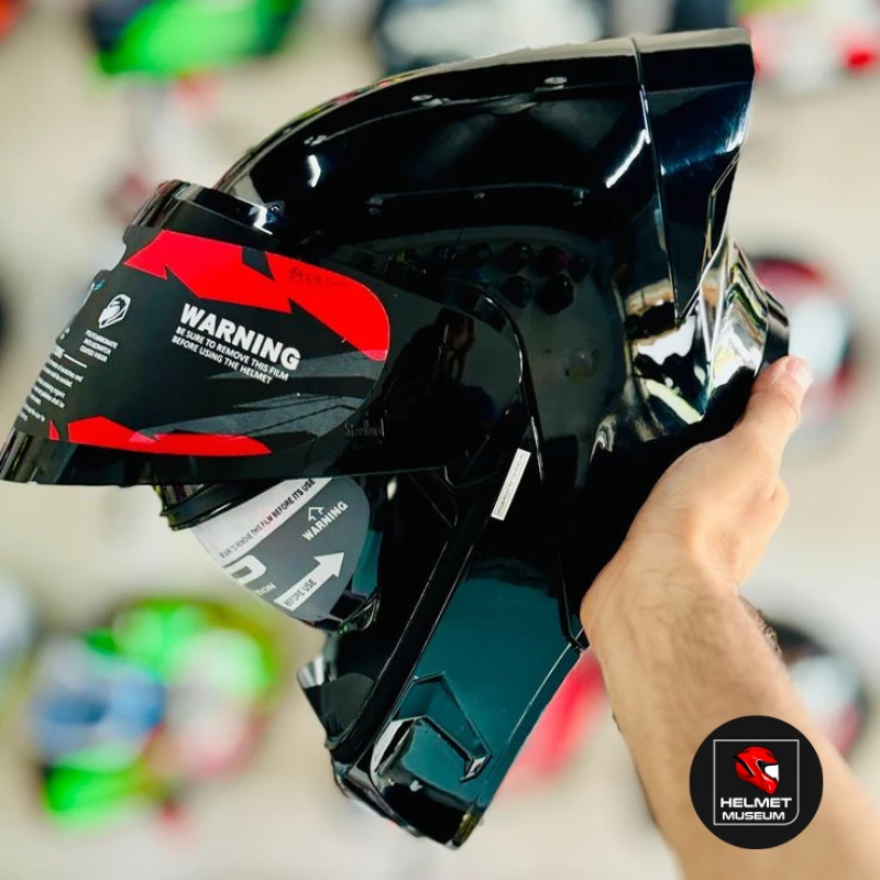 𝐒𝐭𝐞𝐞𝐥𝐛𝐢𝐫𝐝 𝐀𝐢𝐫 𝐒𝐁𝐀-𝟐𝟎 𝐌𝐨𝐝𝐮𝐥𝐚𝐫 𝐅𝐮𝐥𝐥 𝐅𝐚𝐜𝐞 𝐇𝐞𝐥𝐦𝐞𝐭– Glossy Black, ISI Certified Dual Visor with Inner Sunshield & Free Clear Visor - Image 4