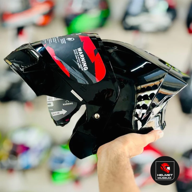 𝐒𝐭𝐞𝐞𝐥𝐛𝐢𝐫𝐝 𝐀𝐢𝐫 𝐒𝐁𝐀-𝟐𝟎 𝐌𝐨𝐝𝐮𝐥𝐚𝐫 𝐅𝐮𝐥𝐥 𝐅𝐚𝐜𝐞 𝐇𝐞𝐥𝐦𝐞𝐭– Glossy Black, ISI Certified Dual Visor with Inner Sunshield & Free Clear Visor - Image 5