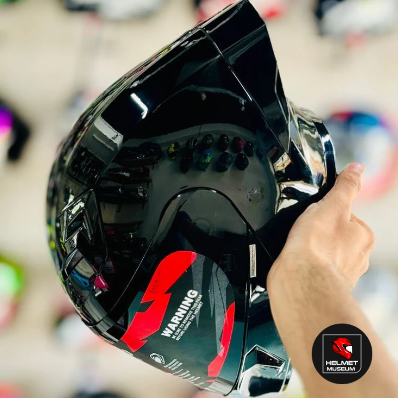 𝐒𝐭𝐞𝐞𝐥𝐛𝐢𝐫𝐝 𝐀𝐢𝐫 𝐒𝐁𝐀-𝟐𝟎 𝐌𝐨𝐝𝐮𝐥𝐚𝐫 𝐅𝐮𝐥𝐥 𝐅𝐚𝐜𝐞 𝐇𝐞𝐥𝐦𝐞𝐭– Glossy Black, ISI Certified Dual Visor with Inner Sunshield & Free Clear Visor - Image 7