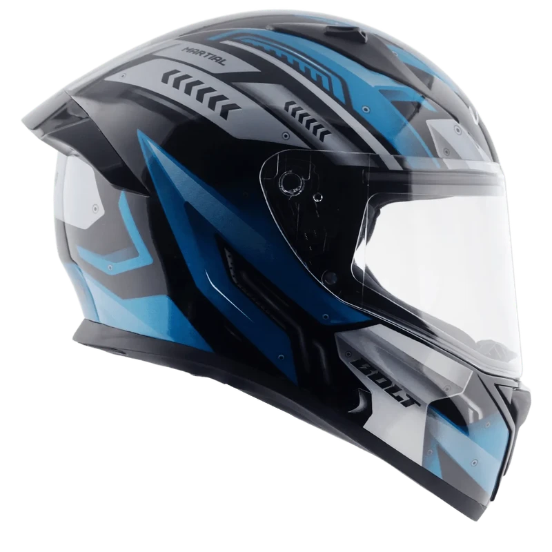 Vega Bolt Martial Black Blue Helmet with DOT Certification