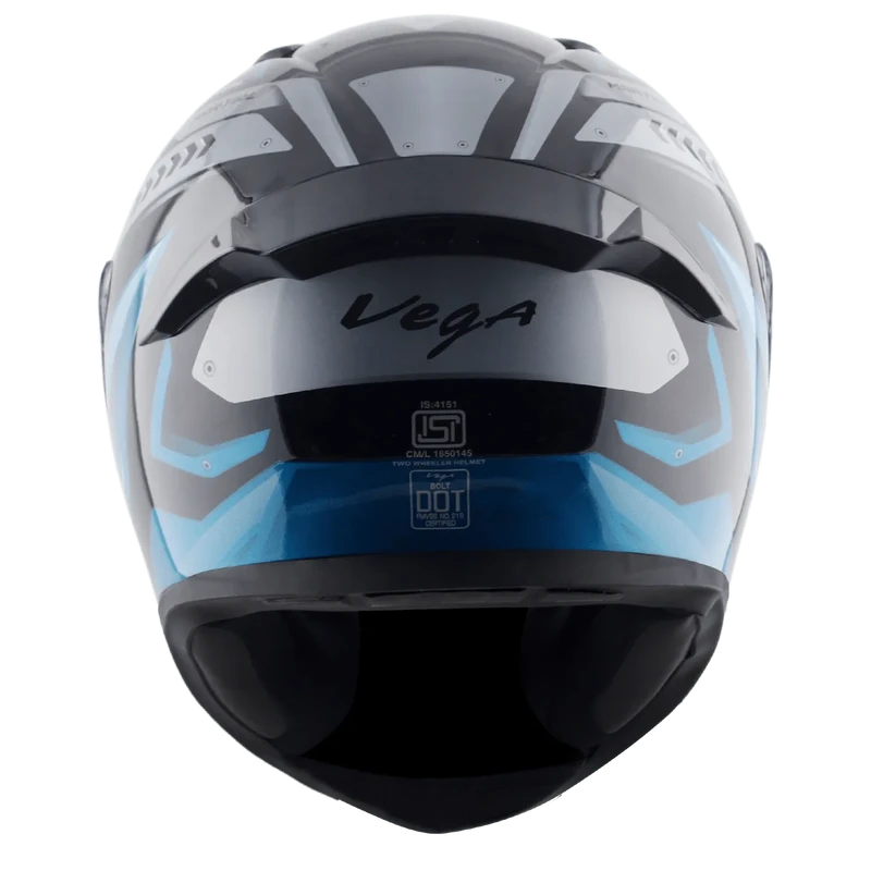 Vega Bolt Martial Black Blue Helmet with DOT Certification - Image 4
