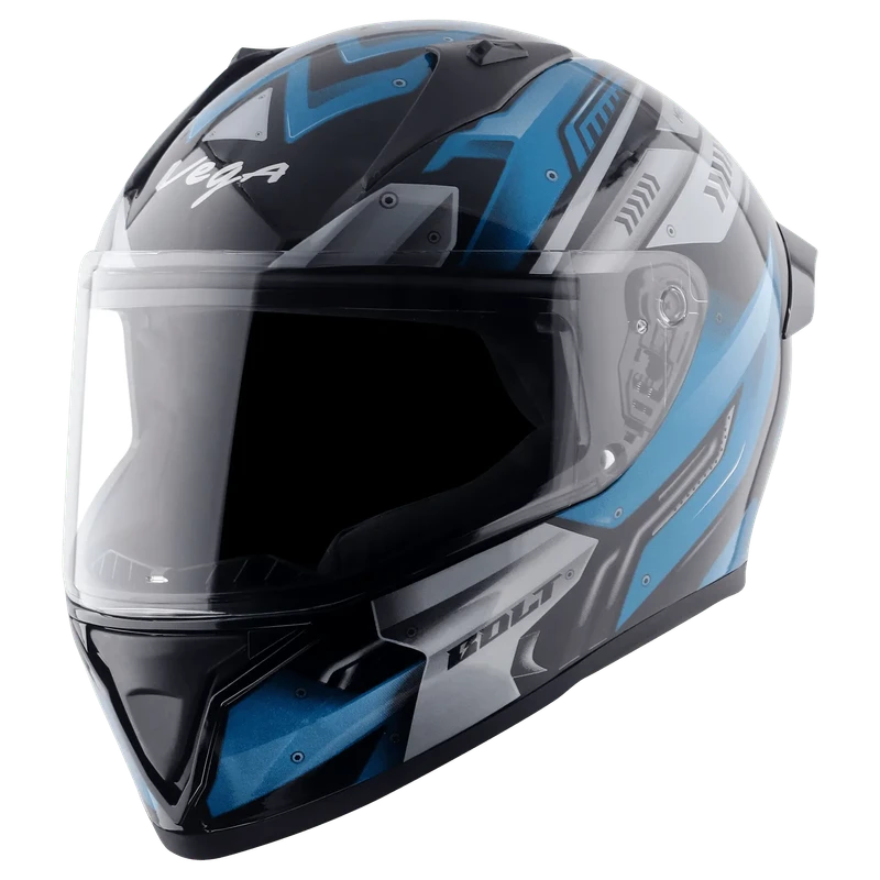 Vega Bolt Martial Black Blue Helmet with DOT Certification