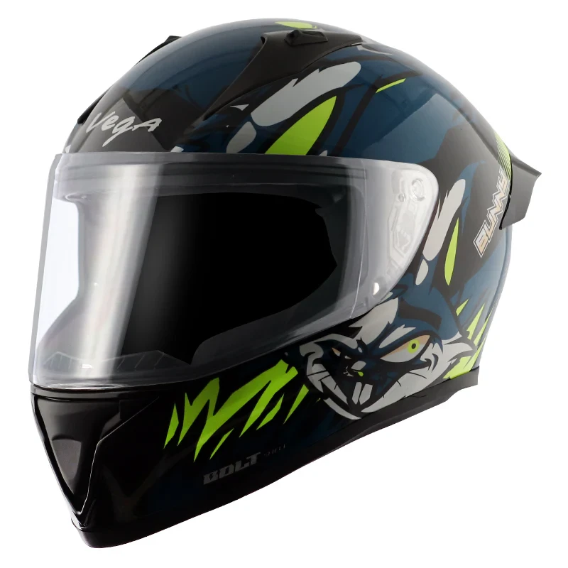 Vega Bolt Bunny Black Blue Helmet with DOT Certification