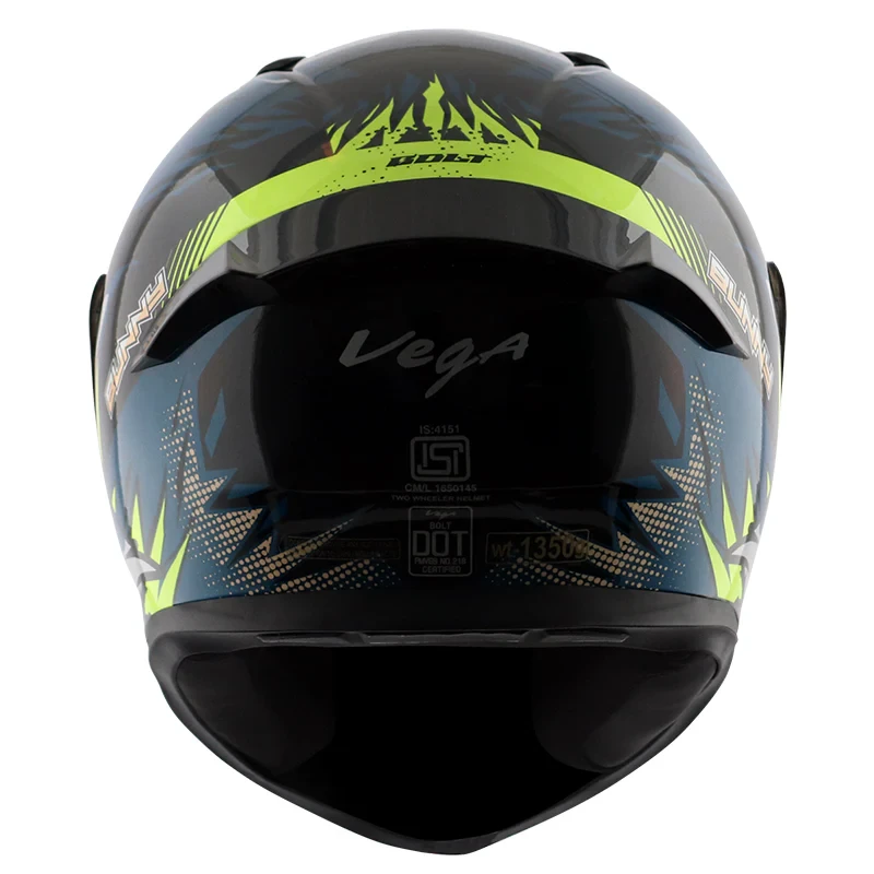 Vega Bolt Bunny Black Blue Helmet with DOT Certification - Image 3