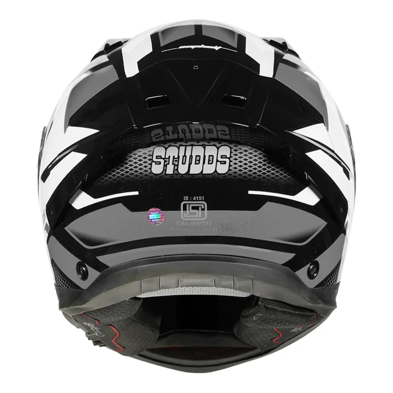 STUDDS Helios Asphalt Helmet with Black and White Graphics | DOT Certified | Anti-fog 100 - Image 3