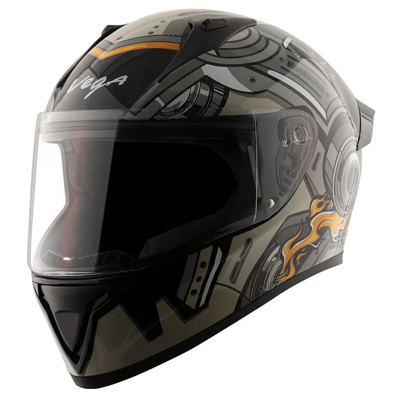 Vega Bolt Super Hero Black Grey Helmet with DOT Certification