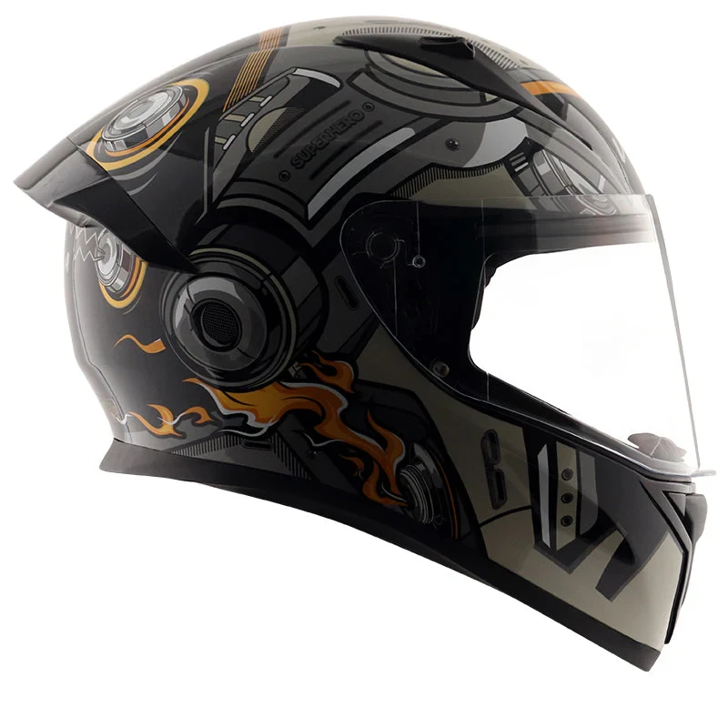 Vega Bolt Super Hero Black Grey Helmet with DOT Certification