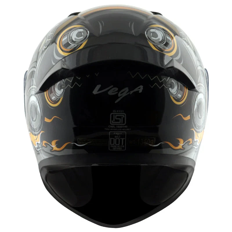 Vega Bolt Super Hero Black Grey Helmet with DOT Certification - Image 4