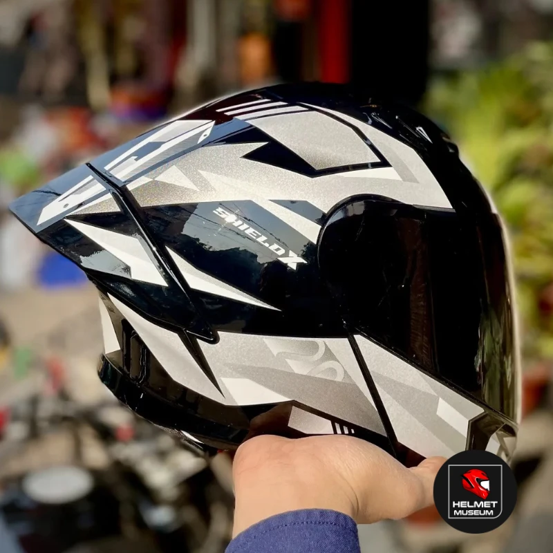 𝐒𝐭𝐞𝐞𝐥𝐛𝐢𝐫𝐝 𝐀𝐢𝐫 𝐒𝐁𝐀-𝟐𝟎 𝗦𝗛𝗜𝗘𝗟𝗗 𝗫 𝐌𝐨𝐝𝐮𝐥𝐚𝐫 𝐅𝐮𝐥𝐥 𝐅𝐚𝐜𝐞 𝐇𝐞𝐥𝐦𝐞𝐭– Glossy Grey/Black, ISI Certified Dual Visor with Inner Sunshield - Image 4