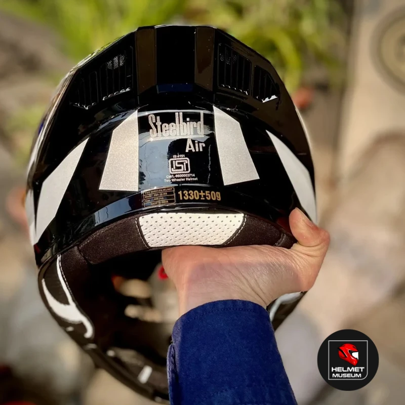 𝐒𝐭𝐞𝐞𝐥𝐛𝐢𝐫𝐝 𝐀𝐢𝐫 𝐒𝐁𝐀-𝟐𝟎 𝗦𝗛𝗜𝗘𝗟𝗗 𝗫 𝐌𝐨𝐝𝐮𝐥𝐚𝐫 𝐅𝐮𝐥𝐥 𝐅𝐚𝐜𝐞 𝐇𝐞𝐥𝐦𝐞𝐭– Glossy Grey/Black, ISI Certified Dual Visor with Inner Sunshield - Image 6