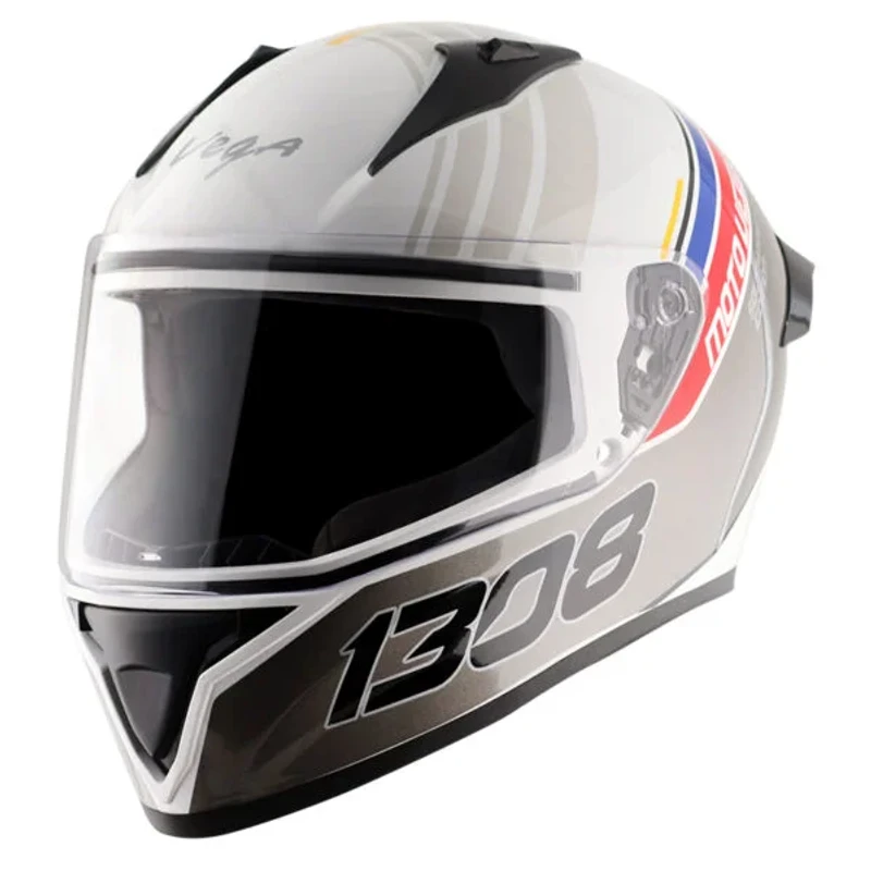 Vega Bolt Southpaw White Grey Helmet with DOT Certification