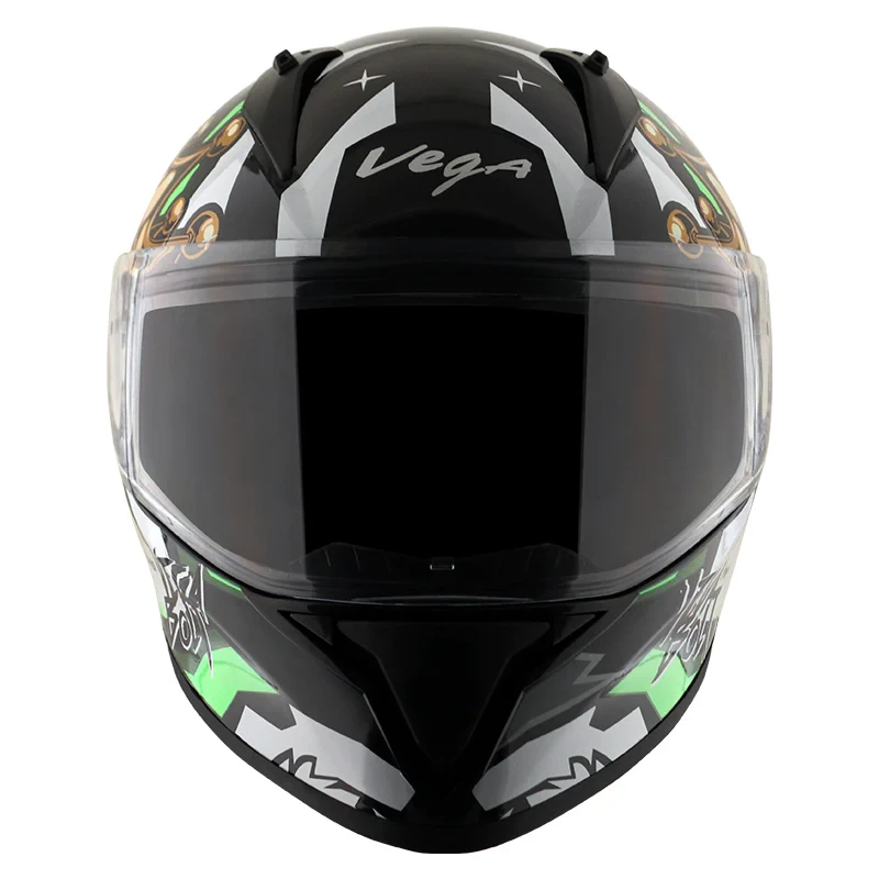 Vega Bolt Crown Men Black Green Helmet with DOT Certification - Image 3