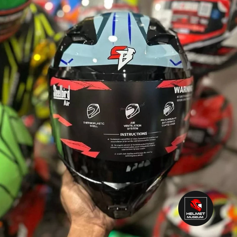 𝐒𝐭𝐞𝐞𝐥𝐛𝐢𝐫𝐝 𝐀𝐢𝐫 𝐒𝐁𝐀-𝟐𝟎 𝟬𝟵 𝐌𝐨𝐝𝐮𝐥𝐚𝐫 𝐅𝐮𝐥𝐥 𝐅𝐚𝐜𝐞 𝐇𝐞𝐥𝐦𝐞𝐭 – Glossy Blue, ISI Certified Dual Visor with Inner Sunshield - Image 5