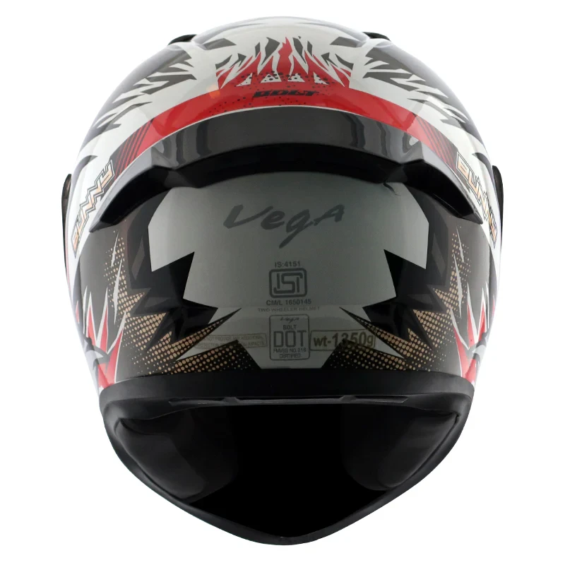 Vega Bolt Bunny White Red Helmet with DOT Certification - Image 3
