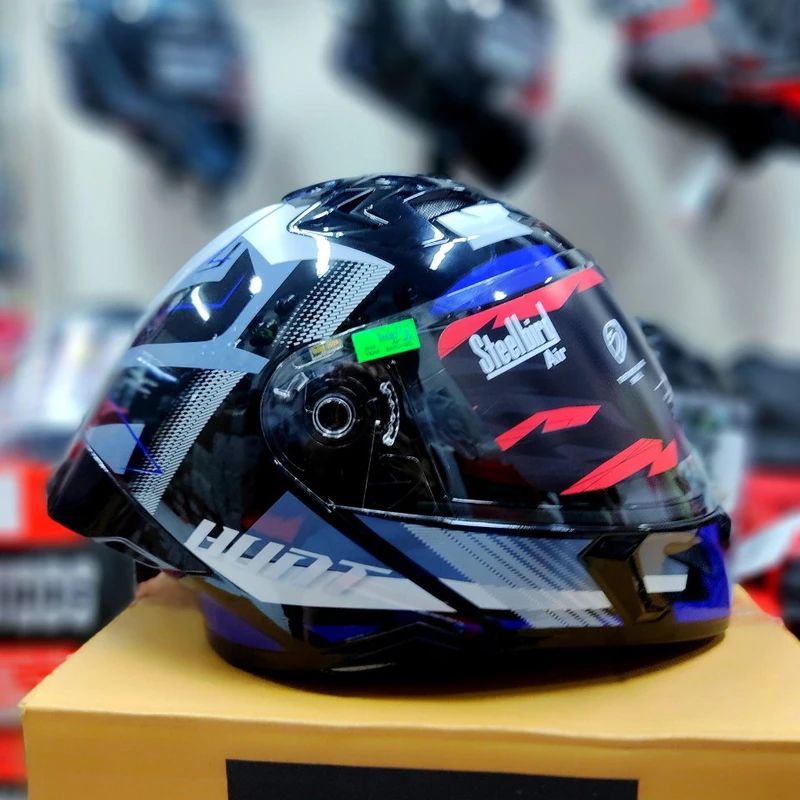 𝐒𝐭𝐞𝐞𝐥𝐛𝐢𝐫𝐝 𝐀𝐢𝐫 𝐒𝐁𝐀-𝟐𝟎 𝗛𝘂𝗻𝘁 𝐌𝐨𝐝𝐮𝐥𝐚𝐫 𝐅𝐮𝐥𝐥 𝐅𝐚𝐜𝐞 𝐇𝐞𝐥𝐦𝐞𝐭 – Glossy Blue/Black, ISI Certified Dual Visor with Inner Sunshield