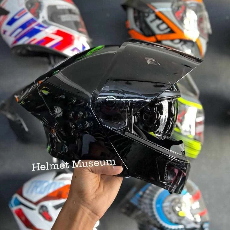 𝐒𝐭𝐞𝐞𝐥𝐛𝐢𝐫𝐝 𝐀𝐢𝐫 𝐒𝐁𝐀-𝟐𝟎 𝐌𝐨𝐝𝐮𝐥𝐚𝐫 𝐅𝐮𝐥𝐥 𝐅𝐚𝐜𝐞 𝐇𝐞𝐥𝐦𝐞𝐭– Glossy Black, ISI Certified Dual Visor with Inner Sunshield & Free Clear Visor