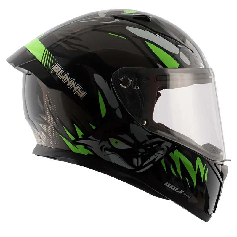 Vega Bolt Bunny Black Green Helmet with DOT Certification
