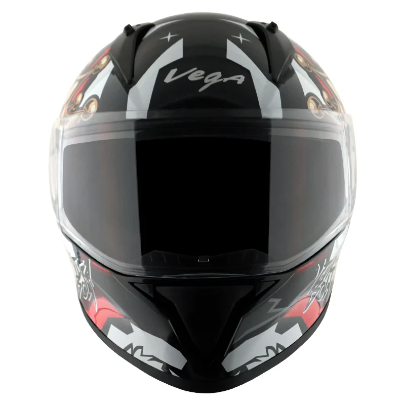 Vega Bolt Crown Men Black Red Helmet with DOT Certification - Image 3