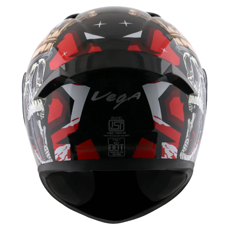 Vega Bolt Crown Men Black Red Helmet with DOT Certification - Image 4