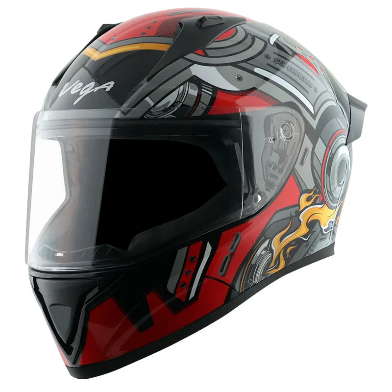 Vega Bolt Super Hero Black Red Helmet with DOT Certification