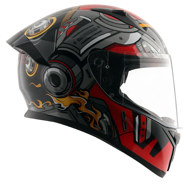 Vega Bolt Super Hero Black Red Helmet with DOT Certification