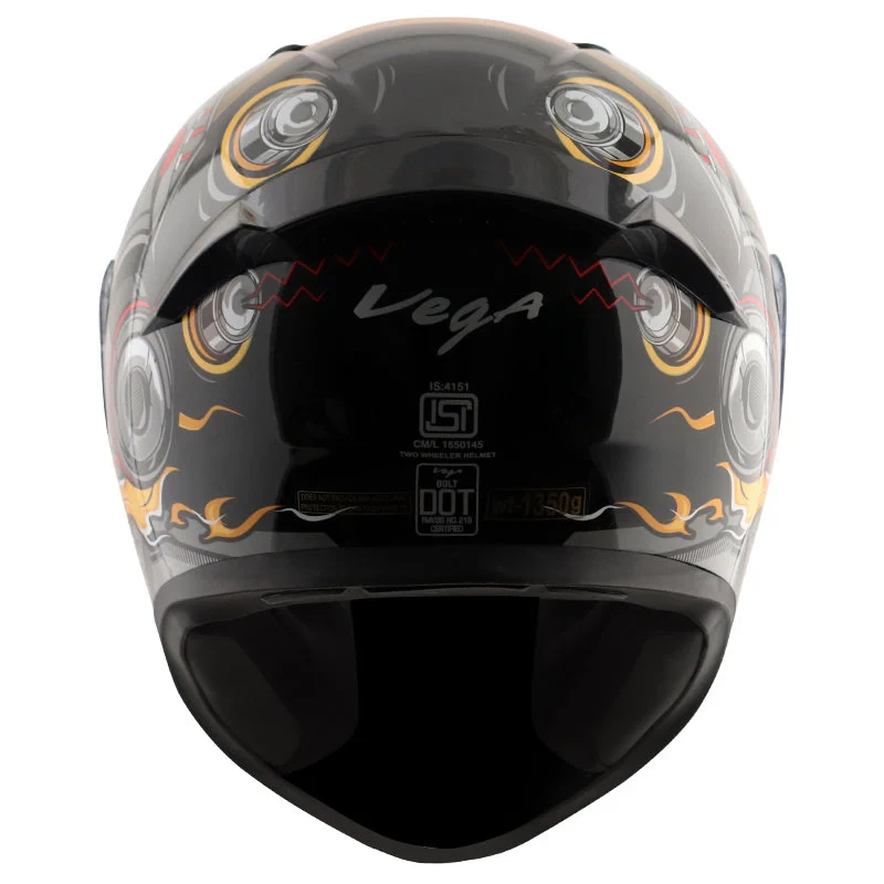Vega Bolt Super Hero Black Red Helmet with DOT Certification - Image 4