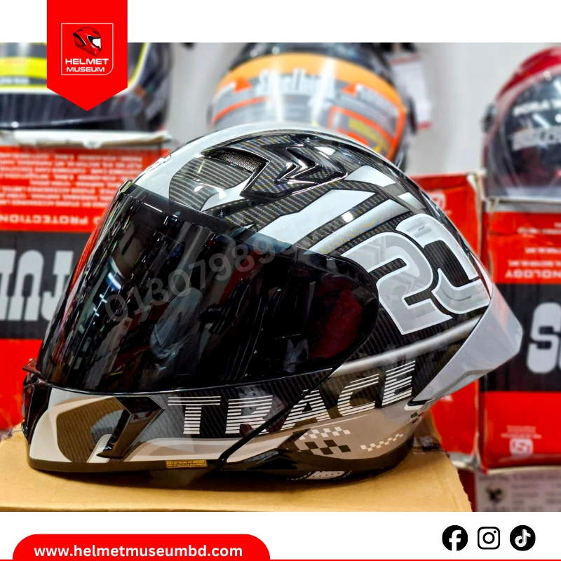 𝐒𝐭𝐞𝐞𝐥𝐛𝐢𝐫𝐝 𝐀𝐢𝐫 𝐒𝐁𝐀-𝟐𝟎 𝐓𝐫𝐚𝐜𝐞 𝐌𝐨𝐝𝐮𝐥𝐚𝐫 𝐅𝐮𝐥𝐥 𝐅𝐚𝐜𝐞 𝐇𝐞𝐥𝐦𝐞𝐭 – Glossy 𝐁𝐥𝐚𝐜𝐤 𝐆𝐫𝐞𝐲 , ISI Certified Dual Visor with Inner Sunshield | 𝐅𝐫𝐞𝐞 𝐕𝐢𝐬𝐨𝐫