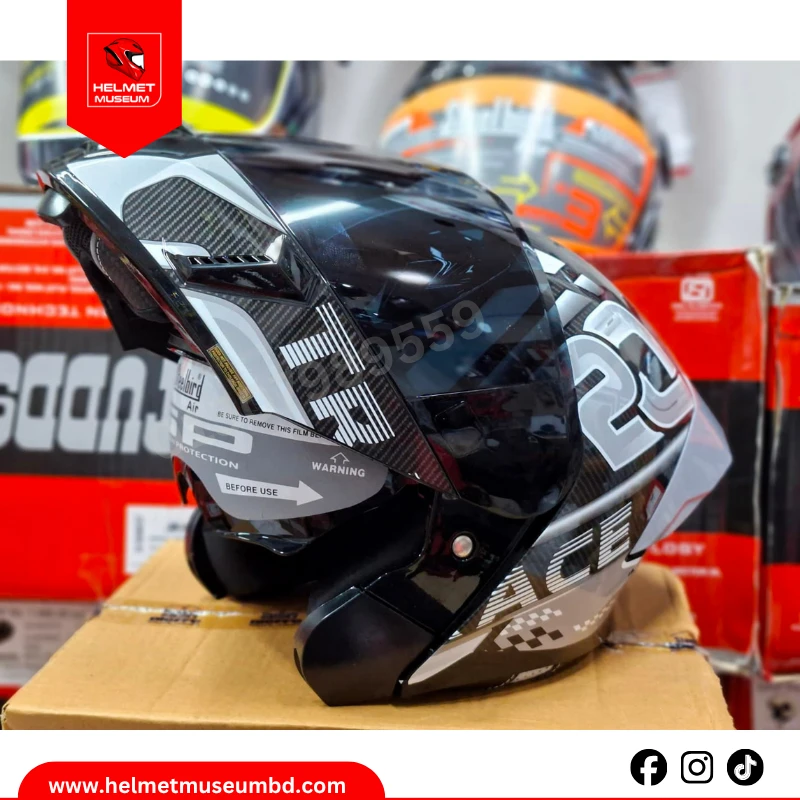 𝐒𝐭𝐞𝐞𝐥𝐛𝐢𝐫𝐝 𝐀𝐢𝐫 𝐒𝐁𝐀-𝟐𝟎 𝐓𝐫𝐚𝐜𝐞 𝐌𝐨𝐝𝐮𝐥𝐚𝐫 𝐅𝐮𝐥𝐥 𝐅𝐚𝐜𝐞 𝐇𝐞𝐥𝐦𝐞𝐭 – Glossy 𝐁𝐥𝐚𝐜𝐤 𝐆𝐫𝐞𝐲 , ISI Certified Dual Visor with Inner Sunshield | 𝐅𝐫𝐞𝐞 𝐕𝐢𝐬𝐨𝐫 - Image 4