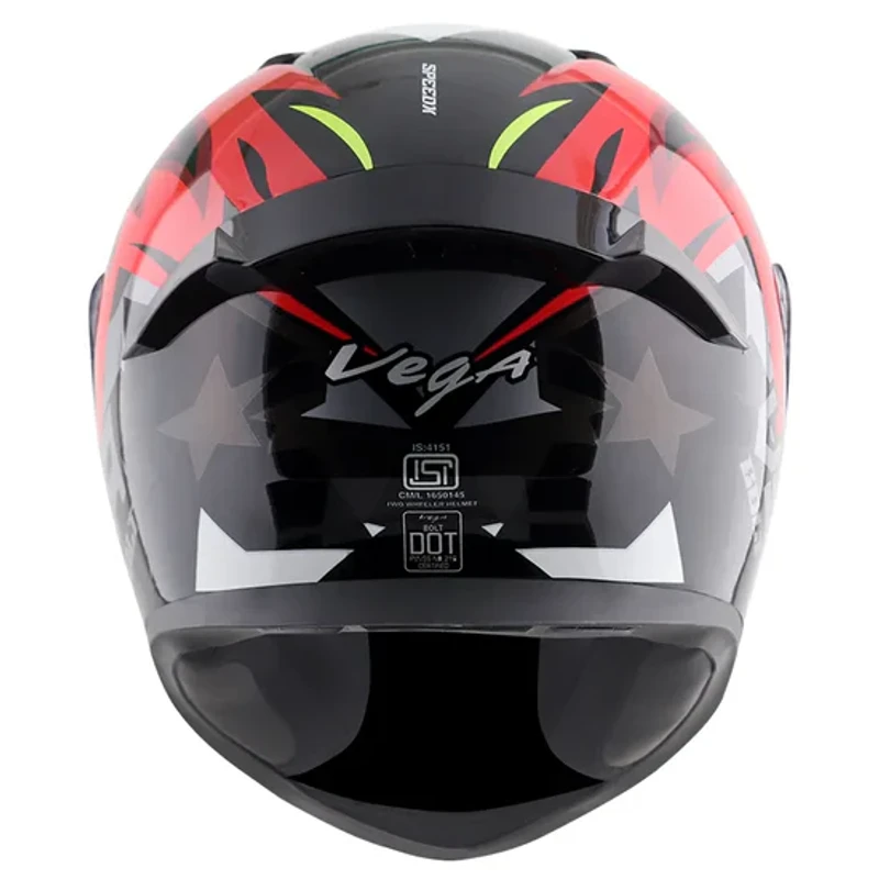 Vega Bolt SpeedX Black Red Helmet with DOT Certification - Image 4