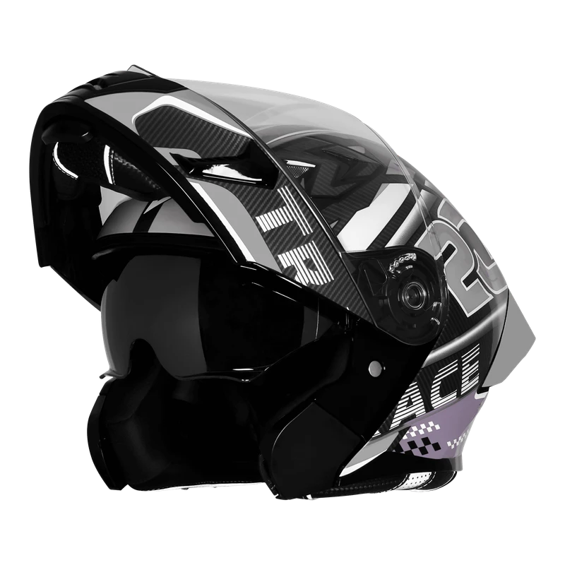 𝐒𝐭𝐞𝐞𝐥𝐛𝐢𝐫𝐝 𝐀𝐢𝐫 𝐒𝐁𝐀-𝟐𝟎 𝐓𝐫𝐚𝐜𝐞 𝐌𝐨𝐝𝐮𝐥𝐚𝐫 𝐅𝐮𝐥𝐥 𝐅𝐚𝐜𝐞 𝐇𝐞𝐥𝐦𝐞𝐭 – Glossy 𝐁𝐥𝐚𝐜𝐤 𝐆𝐫𝐞𝐲 , ISI Certified Dual Visor with Inner Sunshield | 𝐅𝐫𝐞𝐞 𝐕𝐢𝐬𝐨𝐫 - Image 5