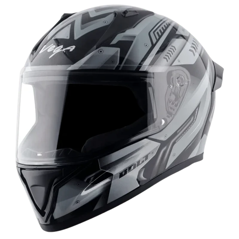 Vega Bolt Martial Black Grey Helmet with DOT Certification