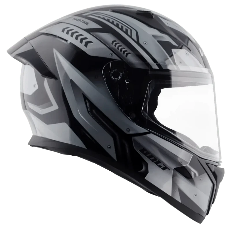 Vega Bolt Martial Black Grey Helmet with DOT Certification