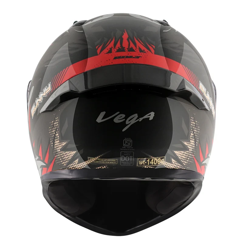 Vega Bolt Bunny Black Red Helmet with DOT Certification - Image 3