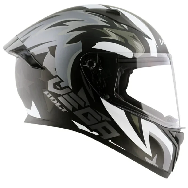 Vega Bolt SpeedX Black Grey Helmet with DOT Certification