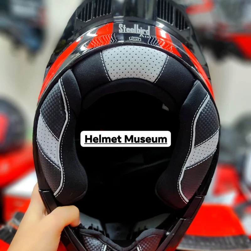 𝐒𝐭𝐞𝐞𝐥𝐛𝐢𝐫𝐝 𝐀𝐢𝐫 𝐒𝐁𝐀-𝟐𝟎 𝗦𝗛𝗜𝗘𝗟𝗗 𝗫 𝐌𝐨𝐝𝐮𝐥𝐚𝐫 𝐅𝐮𝐥𝐥 𝐅𝐚𝐜𝐞 𝐇𝐞𝐥𝐦𝐞𝐭 – Glossy Red/Black, ISI Certified Free clear Visor with Inner Sunshield - Image 4