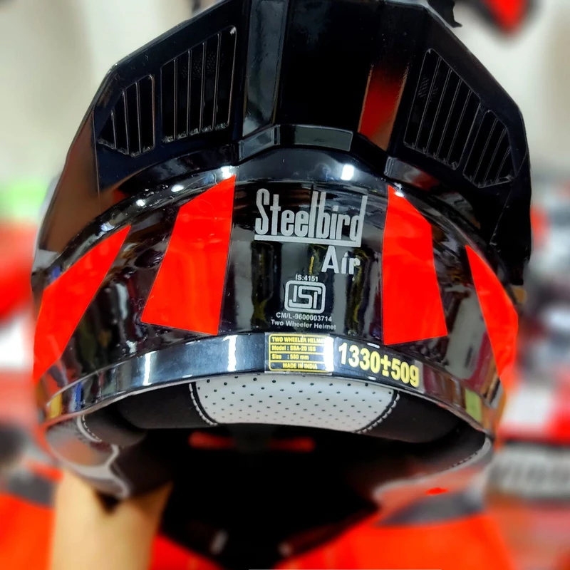 𝐒𝐭𝐞𝐞𝐥𝐛𝐢𝐫𝐝 𝐀𝐢𝐫 𝐒𝐁𝐀-𝟐𝟎 𝗦𝗛𝗜𝗘𝗟𝗗 𝗫 𝐌𝐨𝐝𝐮𝐥𝐚𝐫 𝐅𝐮𝐥𝐥 𝐅𝐚𝐜𝐞 𝐇𝐞𝐥𝐦𝐞𝐭 – Glossy Red/Black, ISI Certified Free clear Visor with Inner Sunshield - Image 5