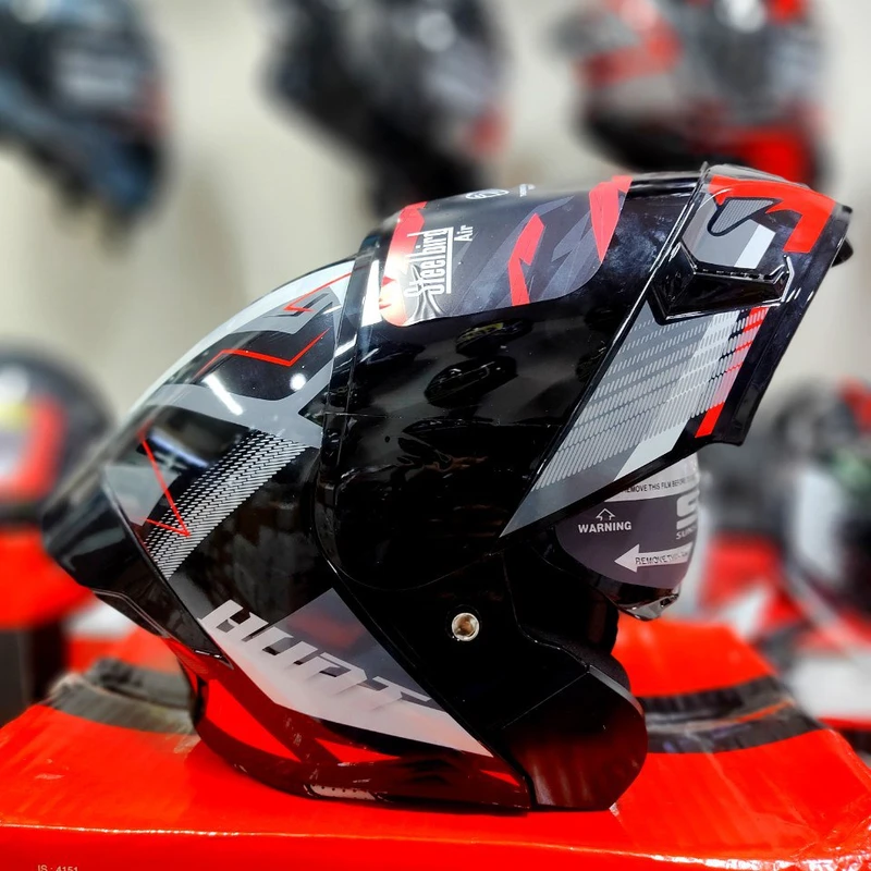 𝐒𝐭𝐞𝐞𝐥𝐛𝐢𝐫𝐝 𝐀𝐢𝐫 𝐒𝐁𝐀-𝟐𝟎 𝗛𝘂𝗻𝘁 𝐌𝐨𝐝𝐮𝐥𝐚𝐫 𝐅𝐮𝐥𝐥 𝐅𝐚𝐜𝐞 𝐇𝐞𝐥𝐦𝐞𝐭 – Glossy Red/Black, ISI Certified Dual Visor with Inner Sunshield - Image 3