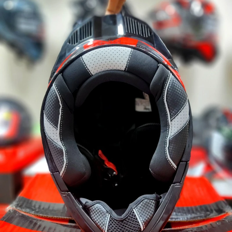 𝐒𝐭𝐞𝐞𝐥𝐛𝐢𝐫𝐝 𝐀𝐢𝐫 𝐒𝐁𝐀-𝟐𝟎 𝗛𝘂𝗻𝘁 𝐌𝐨𝐝𝐮𝐥𝐚𝐫 𝐅𝐮𝐥𝐥 𝐅𝐚𝐜𝐞 𝐇𝐞𝐥𝐦𝐞𝐭 – Glossy Red/Black, ISI Certified Dual Visor with Inner Sunshield - Image 4