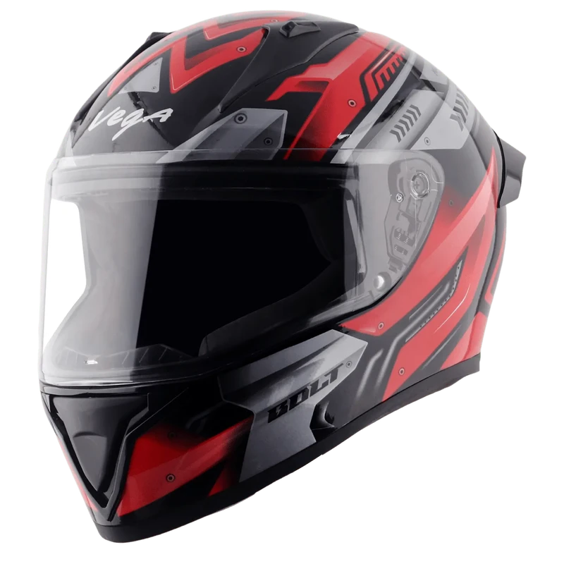 Vega Bolt Martial Black Red Helmet with DOT Certification
