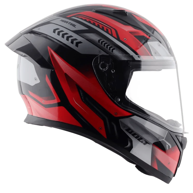 Vega Bolt Martial Black Red Helmet with DOT Certification