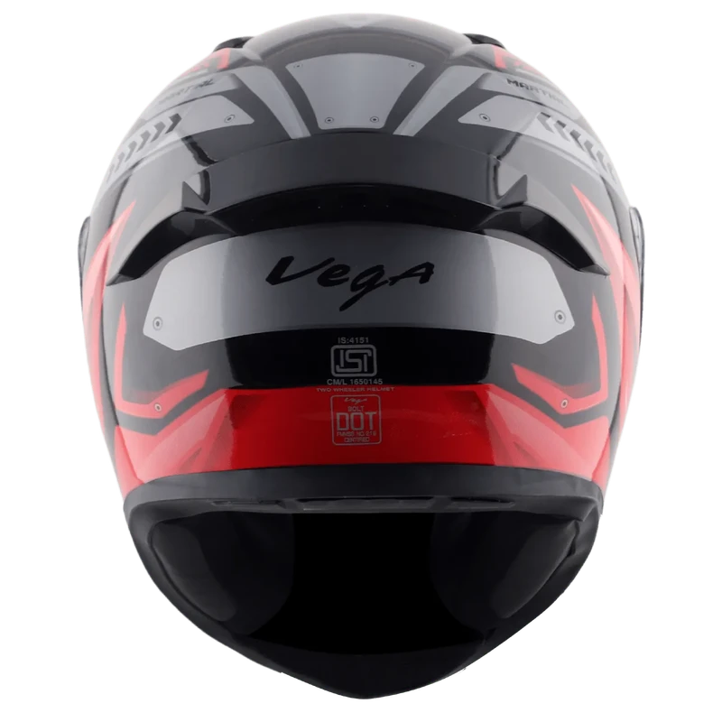 Vega Bolt Martial Black Red Helmet with DOT Certification - Image 4