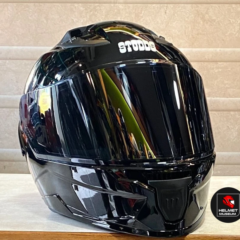 Studds Raider glossy black Full face light weight helmet with Spoiler