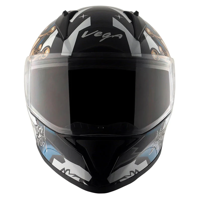 Vega Bolt Crown Men Black Blue Helmet with DOT Certification - Image 3
