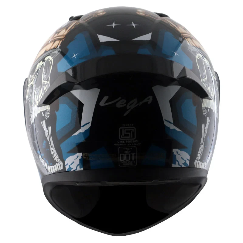 Vega Bolt Crown Men Black Blue Helmet with DOT Certification - Image 4