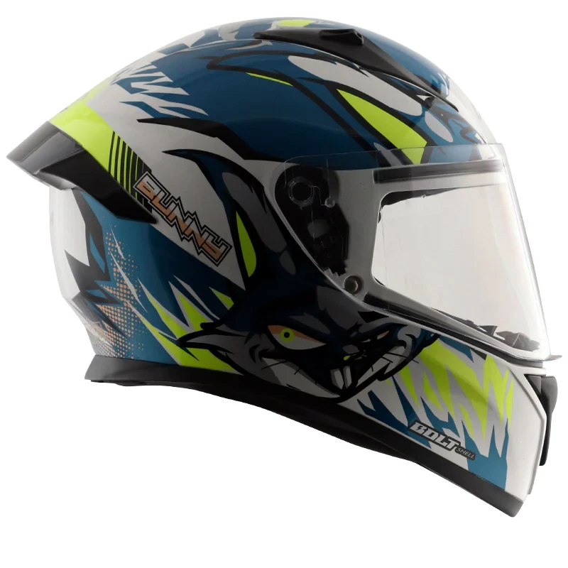 Vega Bolt Bunny White Blue Helmet with DOT Certification