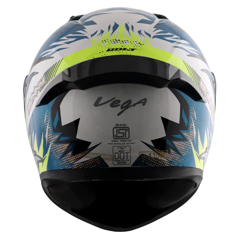 Vega Bolt Bunny White Blue Helmet with DOT Certification - Image 3